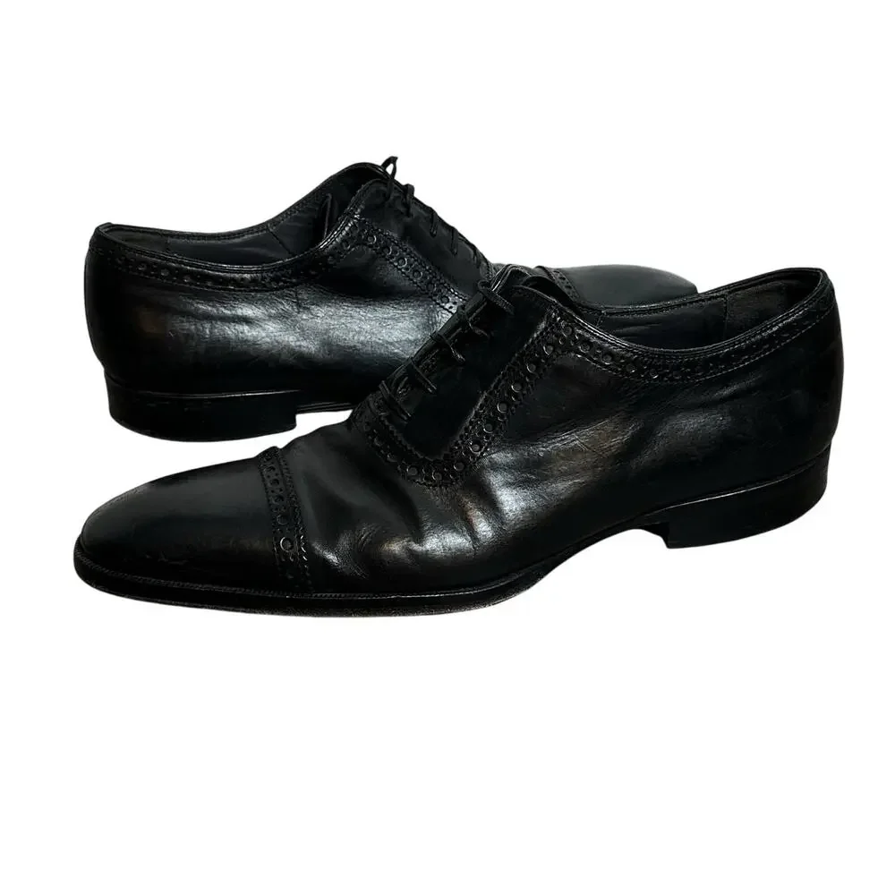 To Boot New York Brogued Cap Toe Oxford Leather Black Shoes Italy Size 8 Mens